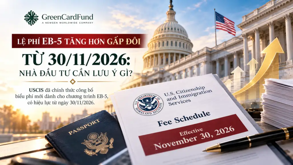 USCIS công bố biểu phí EB-5 mới từ ngày 30/11/2026 với lệ phí I-526E tăng lên 7.850 USD.